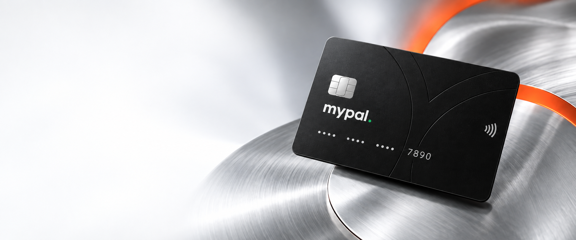 シルバーの立体背景とMypalブラックカード